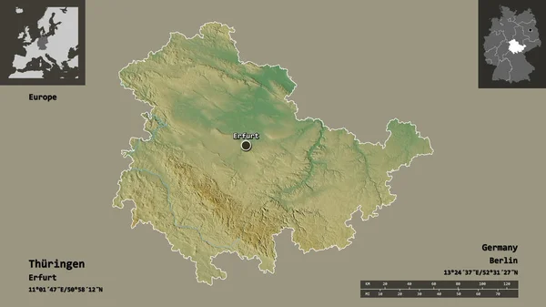 Gestalt Von Thüringen Dem Land Deutschland Und Seiner Hauptstadt Entfernungsskala — Stockfoto