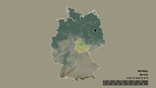 Forma Desolata Della Germania Con Sua Capitale Principale Divisione Regionale — Foto Stock