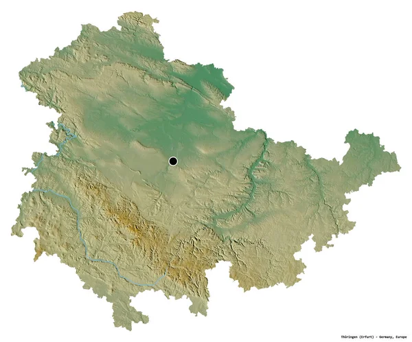 Forme Thuringen État Allemagne Avec Capitale Isolée Sur Fond Blanc — Photo