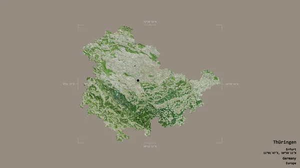 Area Thuringen State Germany Isolated Solid Background Georeferenced Bounding Box — Stock Photo, Image