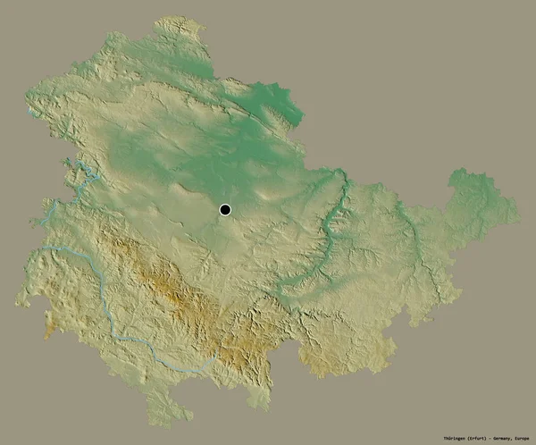 Form Thuringen Delstaten Tyskland Med Sin Huvudstad Isolerad Solid Färg — Stockfoto