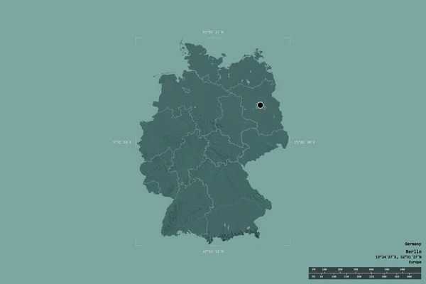 Gebiet Von Deutschland Isoliert Auf Einem Soliden Hintergrund Einem Georeferenzierten — Stockfoto