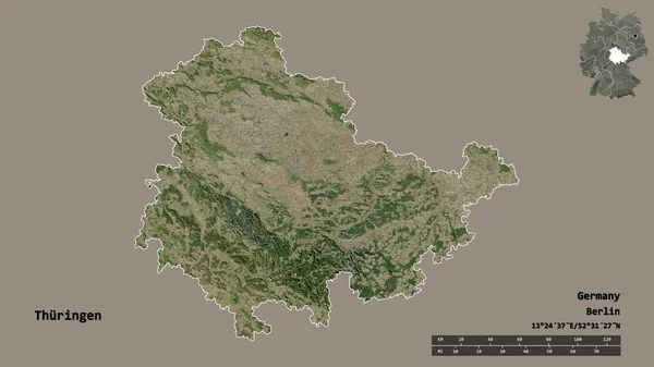 Forma Thuringen Estado Alemania Con Capital Aislado Sobre Fondo Sólido —  Fotos de Stock