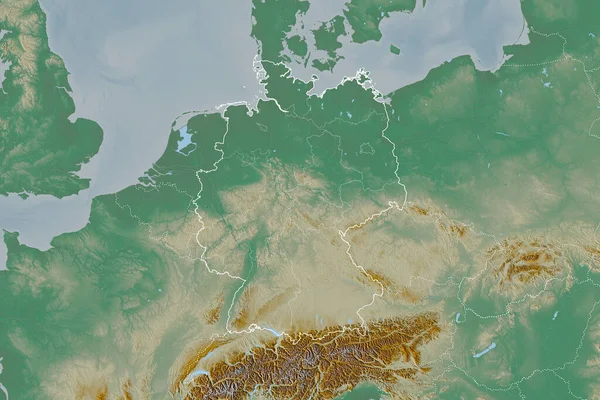 Rozszerzony Obszar Niemiec Zarysem Kraju Granicami Międzynarodowymi Regionalnymi Mapa Pomocy — Zdjęcie stockowe