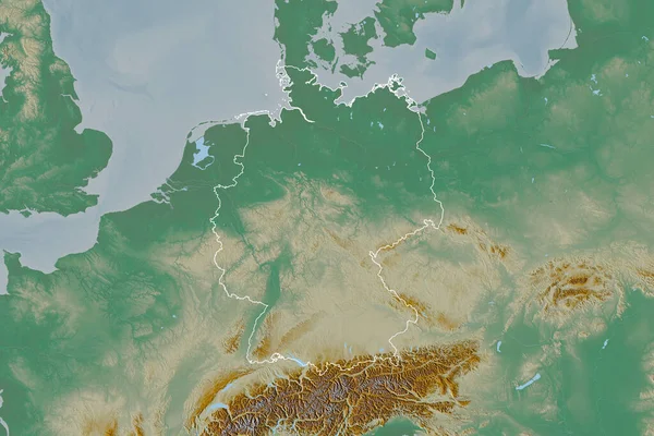 Uitgebreid Gebied Van Geschetste Duitsland Topografische Reliëfkaart Weergave — Stockfoto