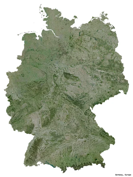 Shape Germany Its Capital Isolated White Background Satellite Imagery Rendering — Stock Photo, Image