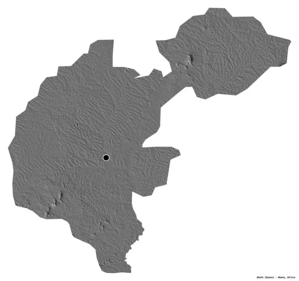 Tvar Ahafa Regionu Ghana Hlavním Městem Izolovaným Bílém Pozadí Mapa — Stock fotografie