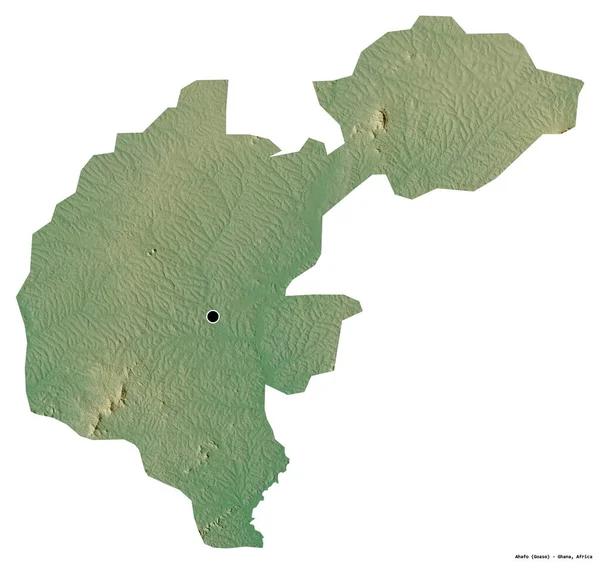 ガーナの地域であるアハフォの形で 首都は白い背景に孤立している 地形図 3Dレンダリング — ストック写真