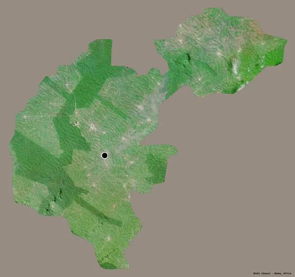 Forma Ahafo Região Gana Com Sua Capital Isolada Fundo Cor — Fotografia de Stock