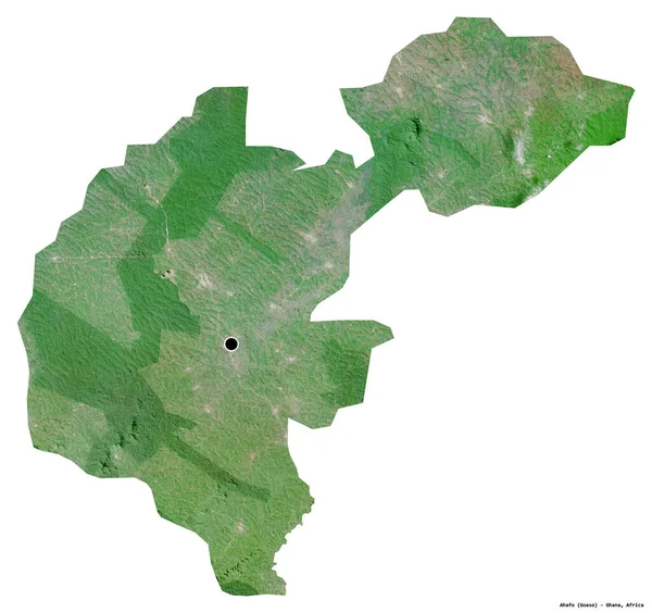 加纳地区阿哈福的形状 其首都被白色背景隔离 卫星图像 3D渲染 — 图库照片