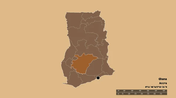 Forma Dessaturada Gana Com Sua Capital Principal Divisão Regional Área — Fotografia de Stock