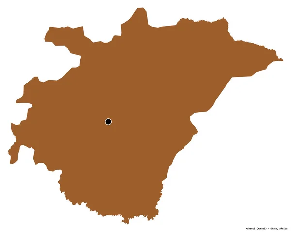 Tvar Ašanti Regionu Ghana Hlavním Městem Izolovaným Bílém Pozadí Složení — Stock fotografie