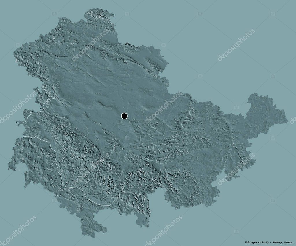 Forma de Thuringen, estado de Alemania, con su capital aislado sobre un ...