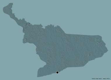 Merkezi şekil, Gana bölgesi, sermayesi katı bir renk arkaplanı ile izole edilmiş. Renkli yükseklik haritası. 3B görüntüleme