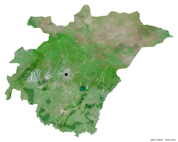 Tvar Ašanti Regionu Ghana Hlavním Městem Izolovaným Bílém Pozadí Satelitní — Stock fotografie