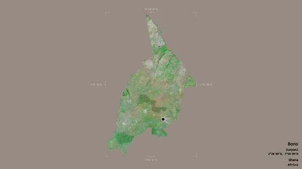 ガーナの地域であるボノの地域は 洗練された境界ボックス内の強固な背景に隔離されています ラベル 衛星画像 3Dレンダリング — ストック写真