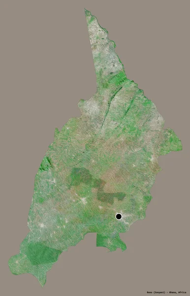 ガーナの地域であるボノの形は その首都はしっかりとした色の背景に隔離されています 衛星画像 3Dレンダリング — ストック写真