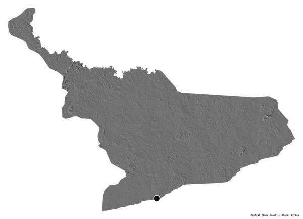 Форма Центральна Гана Столицею Ізольованою Білому Тлі Білевелівська Карта Висот — стокове фото