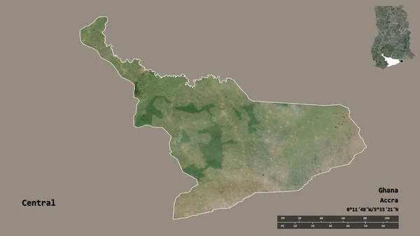 Форма Центрального Района Ганы Столицей Изолированной Прочном Фоне Дистанционный Масштаб — стоковое фото