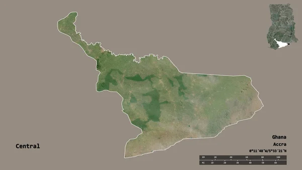 Forma Del Centro Regione Del Ghana Con Sua Capitale Isolata — Foto Stock