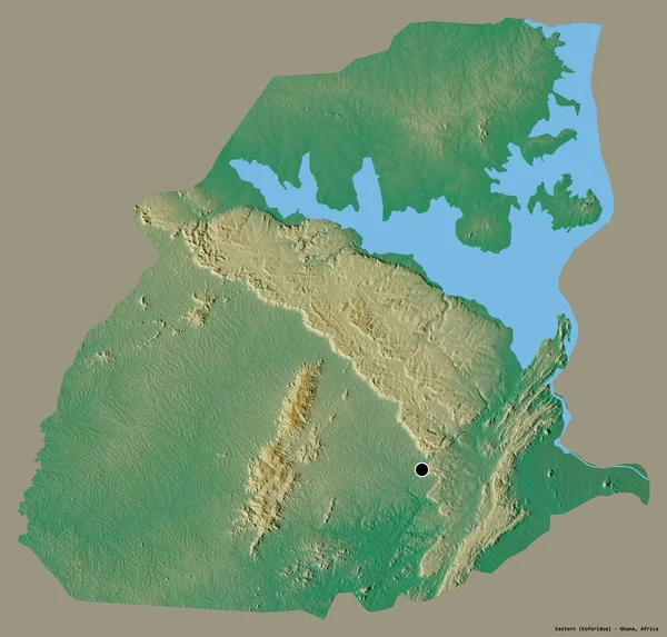 Форма Східного Регіону Гана Столицею Ізольованою Суцільному Кольоровому Тлі Карта — стокове фото