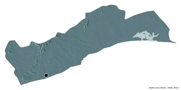 Forma Grande Acra Região Gana Com Sua Capital Isolada Sobre — Fotografia de Stock
