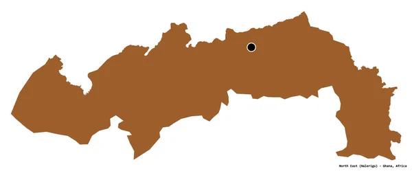 Σχήμα Βορειοανατολικής Περιοχή Της Γκάνα Πρωτεύουσα Απομονωμένη Λευκό Φόντο Σύνθεση — Φωτογραφία Αρχείου