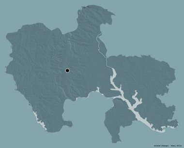 Savannah 'nın şekli, Gana bölgesi, başkenti katı renk arkaplanı ile izole edilmiş. Renkli yükseklik haritası. 3B görüntüleme
