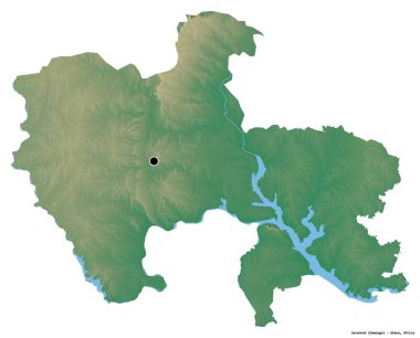 Savannah 'nın şekli, Gana bölgesi, başkenti beyaz arka planda izole edilmiş. Topografik yardım haritası. 3B görüntüleme