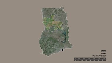Başkenti, ana bölgesel bölümü ve ayrılmış Savannah bölgesiyle Gana 'nın dejenere edilmiş şekli. Etiketler. Uydu görüntüleri. 3B görüntüleme