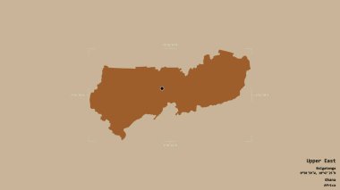 Yukarı Doğu bölgesi, Gana bölgesi, katı bir arka planda izole edilmiş bir sınır kutusunda. Etiketler. Desenli dokuların bileşimi. 3B görüntüleme