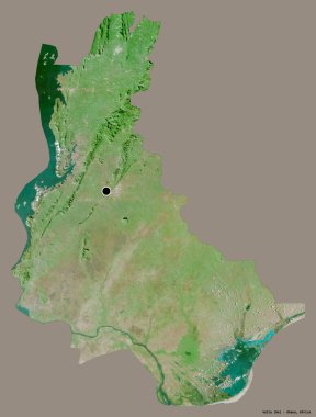 Volta 'nın şekli, Gana bölgesi, başkenti katı renk arkaplanı ile izole edilmiş. Uydu görüntüleri. 3B görüntüleme