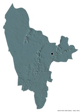 Batı Kuzey 'in şekli, Gana bölgesi, başkenti beyaz arka planda izole edilmiş. Renkli yükseklik haritası. 3B görüntüleme