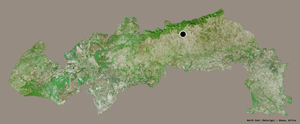 Форма Північного Сходу Гана Столицею Ізольованою Суцільному Кольоровому Тлі Супутникові — стокове фото
