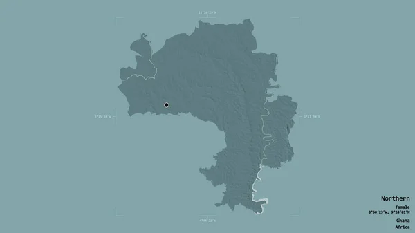 Район Севера Район Ганы Изолирован Твердом Фоне Геометрической Коробке Метки — стоковое фото