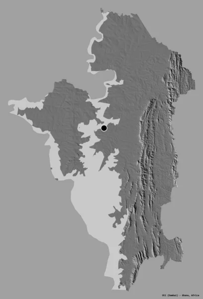 Form Oti Regionen Ghana Med Sin Huvudstad Isolerad Solid Färg — Stockfoto