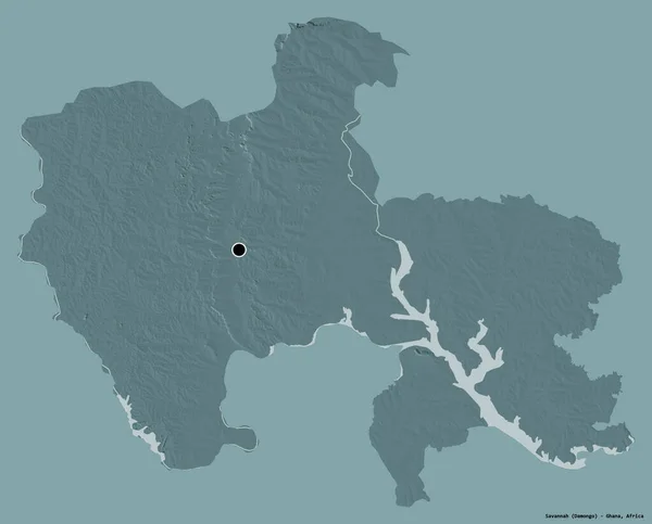 Forma Sabana Región Ghana Con Capital Aislada Sobre Fondo Color — Foto de Stock