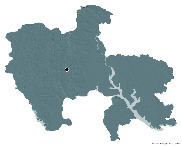 Form Der Savanne Region Von Ghana Mit Seiner Hauptstadt Isoliert — Stockfoto