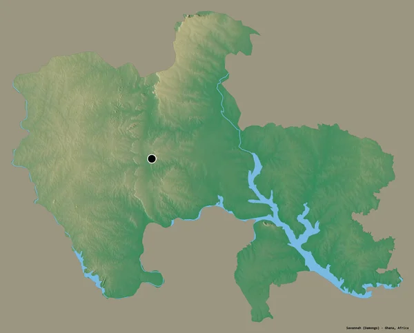 加纳地区萨凡纳的形状 其首都以纯色背景隔离 地形浮雕图 3D渲染 — 图库照片