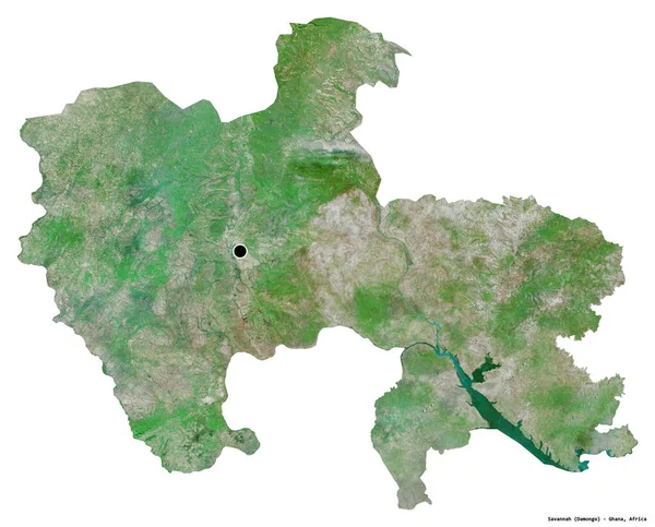 Shape Savannah Region Ghana Its Capital Isolated White Background Satellite — Stock Photo, Image