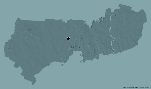 Forma Alto Oriente Região Gana Com Sua Capital Isolada Fundo — Fotografia de Stock