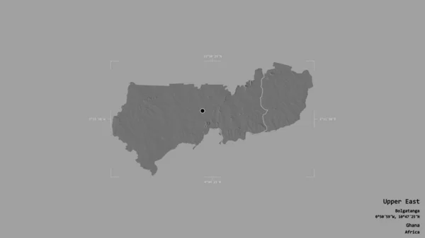 Область Верхнього Сходу Гана Відокремлена Твердому Тлі Геодезичному Обмежувальному Ящику — стокове фото
