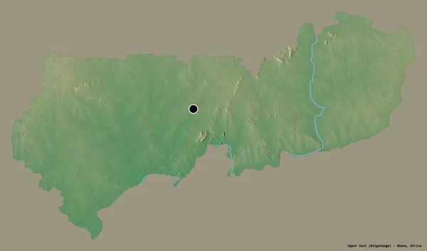 ガーナの東北部の形で その首都はしっかりとした色背景に隔離されています 地形図 3Dレンダリング — ストック写真