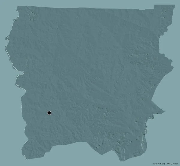 ガーナ地方のアッパー ウェストの形で その首都はしっかりとした色背景に隔離されています 色の標高マップ 3Dレンダリング — ストック写真