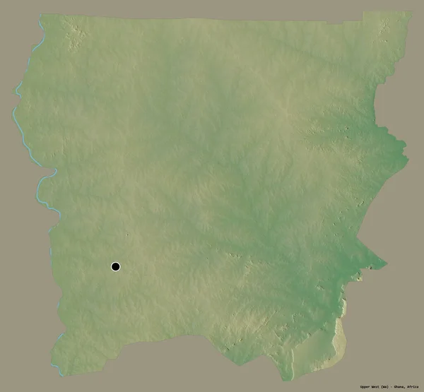 Kształt Górnego Zachodu Region Ghany Stolicą Odizolowaną Solidnym Tle Koloru — Zdjęcie stockowe