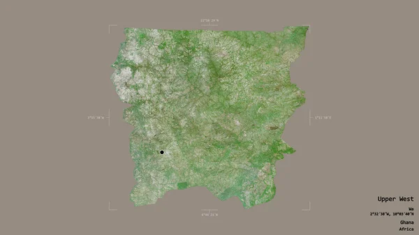 Området Upper West Regionen Ghana Isolerat Solid Bakgrund Georefererad Avgränsningsbox — Stockfoto