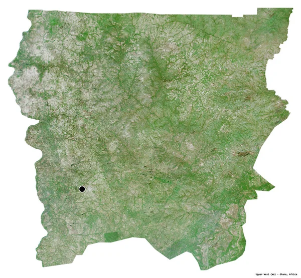 加纳西部地区的形状 其首都被白色背景隔离 卫星图像 3D渲染 — 图库照片