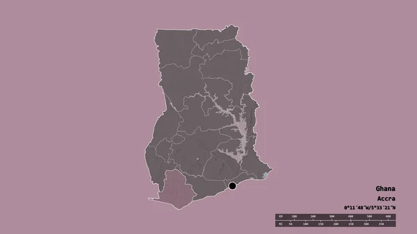 Forma Desnaturalizada Ghana Con Capital División Regional Principal Área Occidental — Foto de Stock