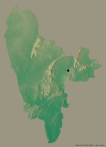 Gestalt Des Westlichen Nordens Region Ghana Mit Seiner Hauptstadt Isoliert — Stockfoto