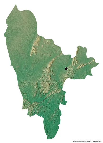 Alakja Nyugat Észak Régió Ghána Főváros Elszigetelt Fehér Háttérrel Topográfiai — Stock Fotó
